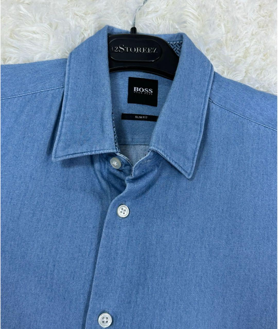 HUGO BOSS Голубая хлопковая кэжуал рубашка, фото 2