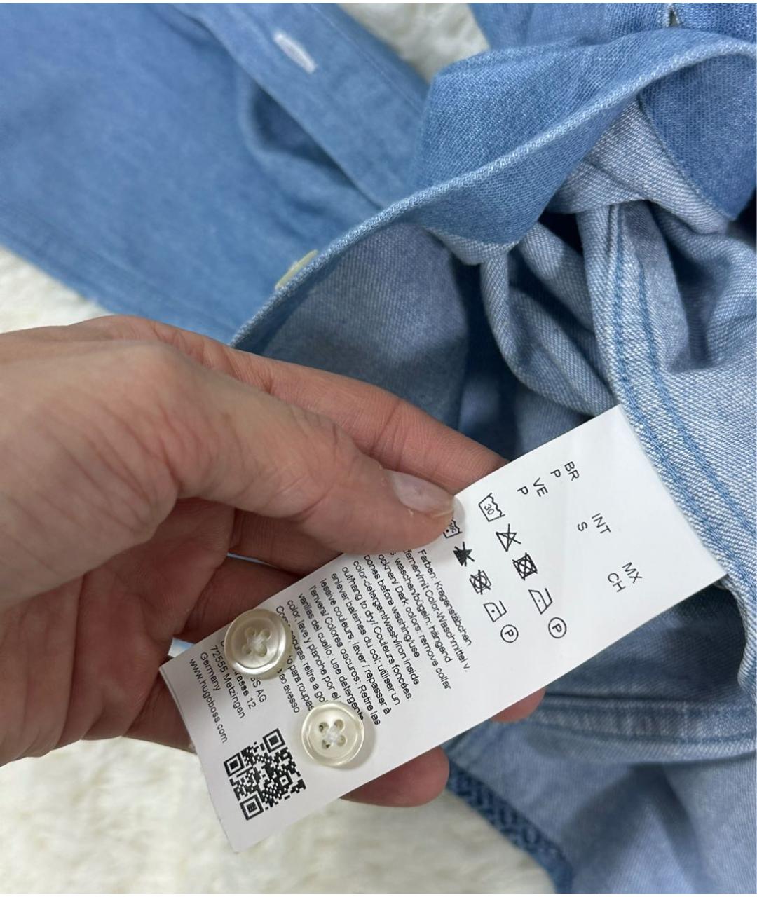 HUGO BOSS Голубая хлопковая кэжуал рубашка, фото 4