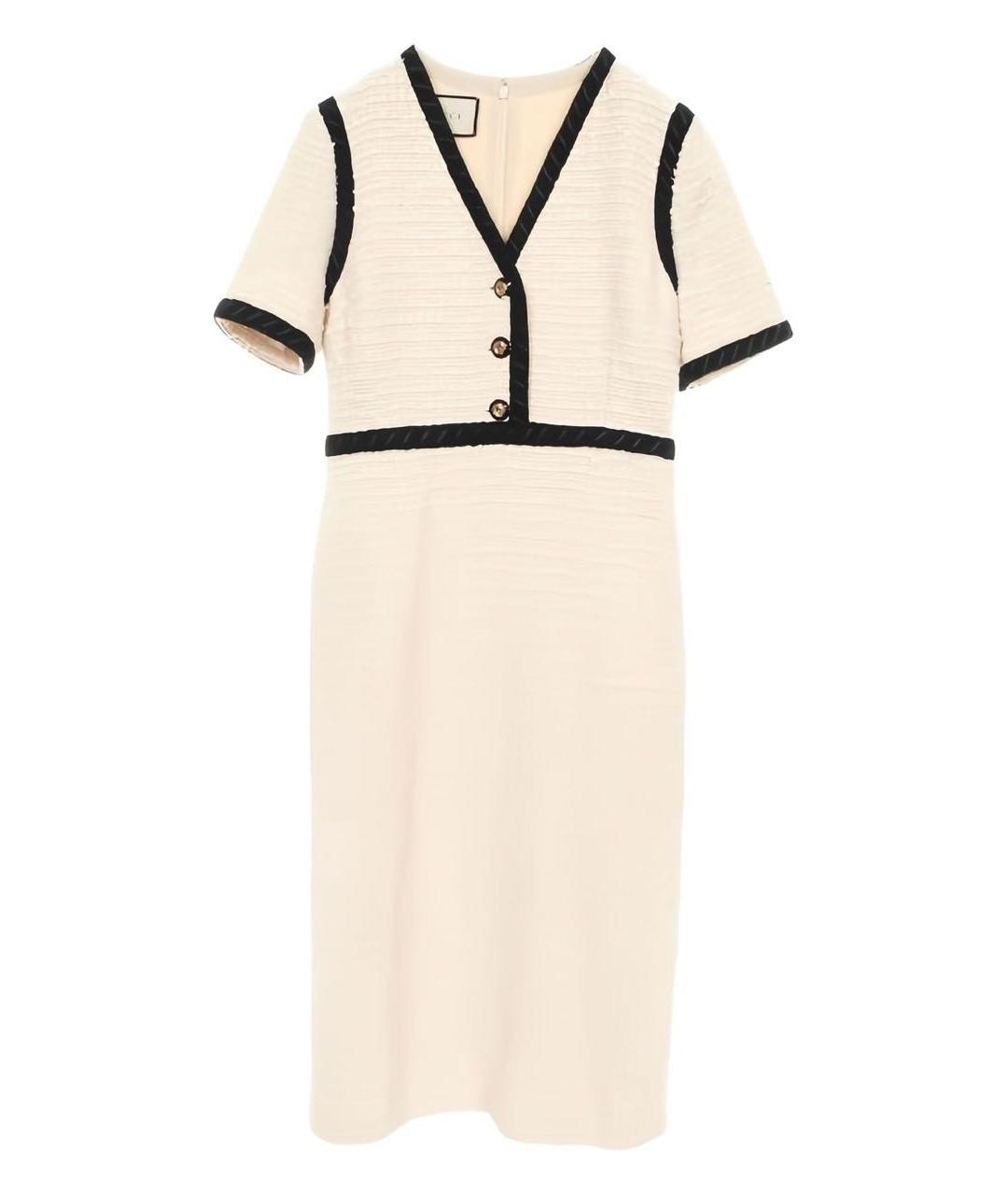 GUCCI Бежевое твидовое повседневное платье, фото 1