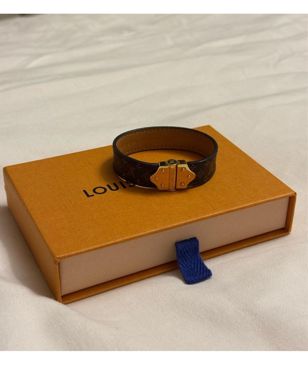 LOUIS VUITTON Коричневый кожаный браслет, фото 2