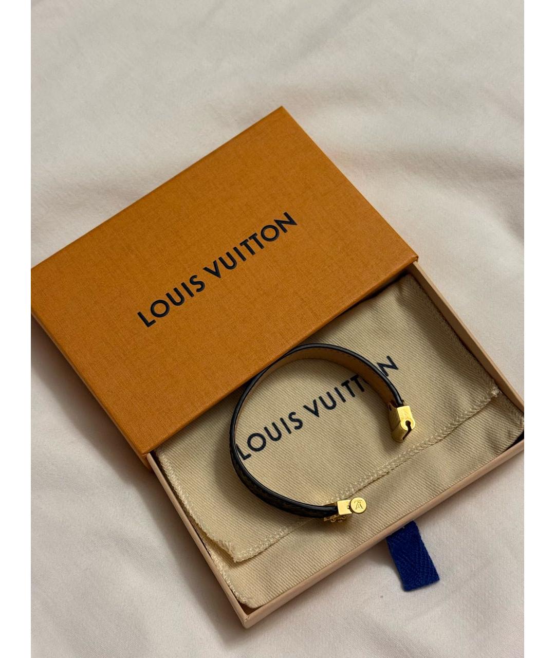 LOUIS VUITTON Коричневый кожаный браслет, фото 4