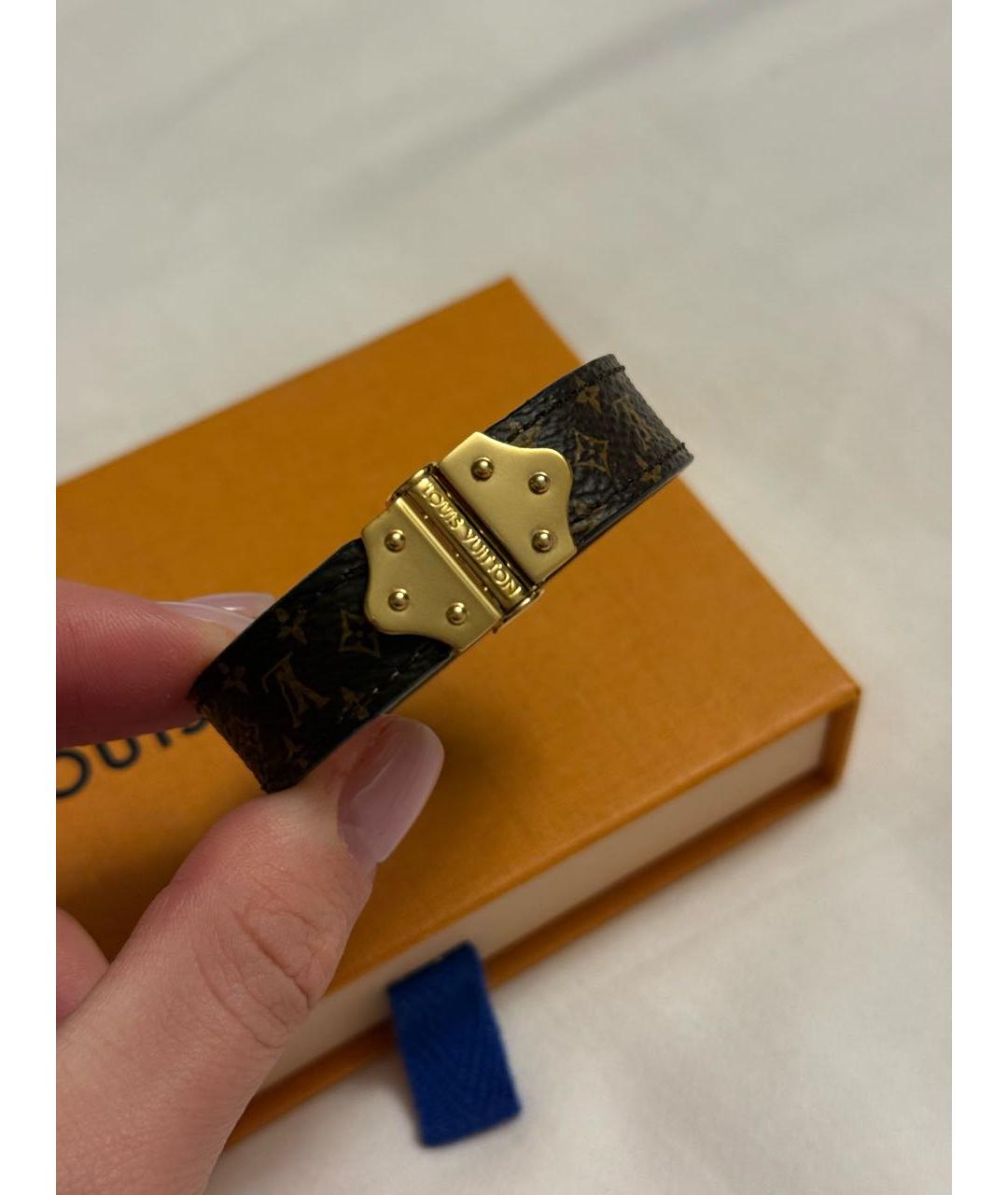 LOUIS VUITTON Коричневый кожаный браслет, фото 3