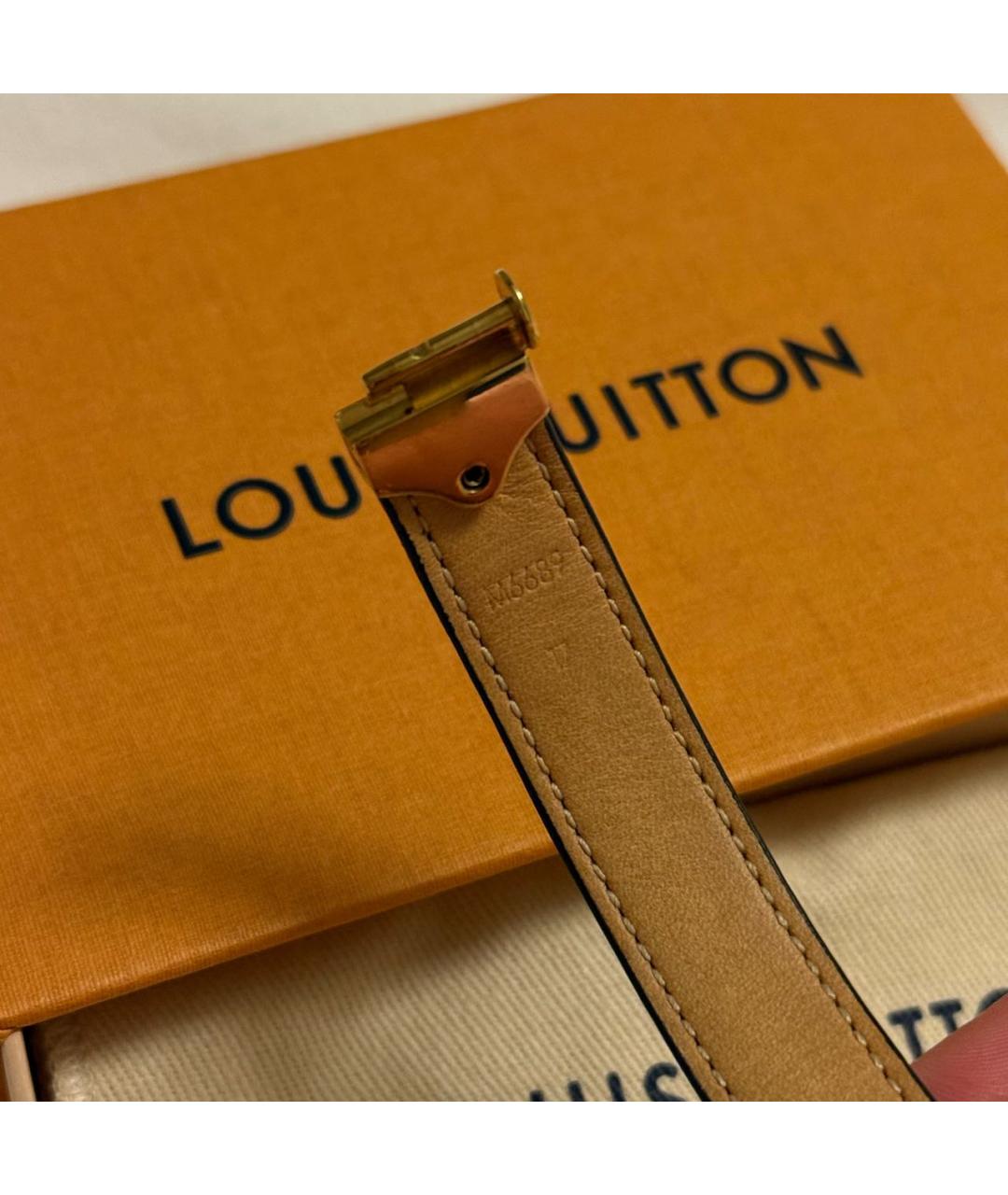 LOUIS VUITTON Коричневый кожаный браслет, фото 5