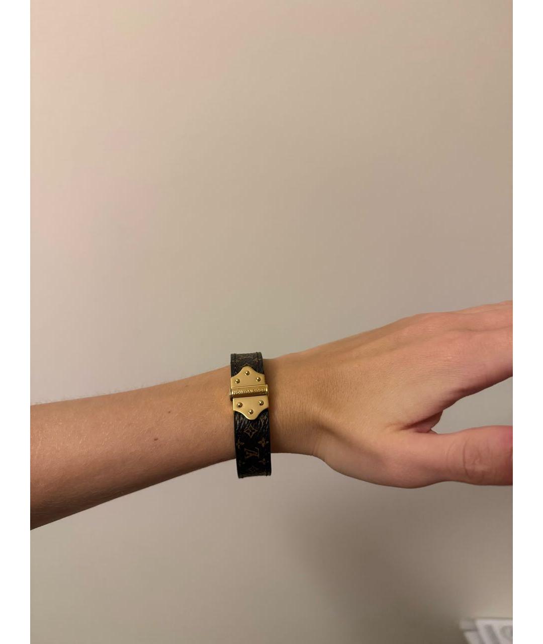 LOUIS VUITTON Коричневый кожаный браслет, фото 6