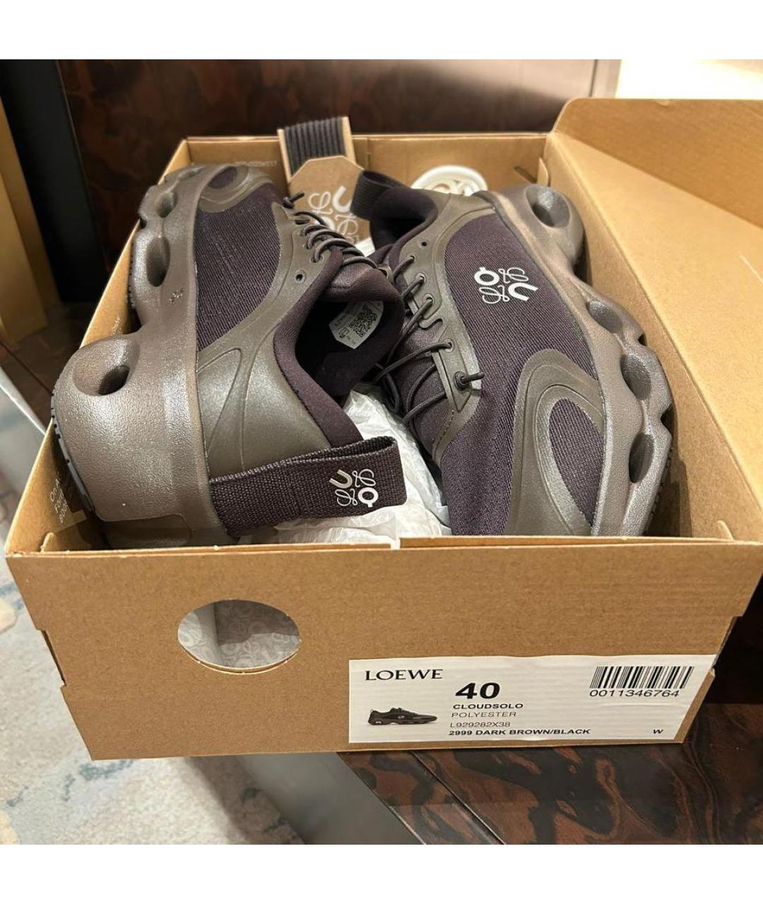 LOEWE Коричневые текстильные кроссовки, фото 2