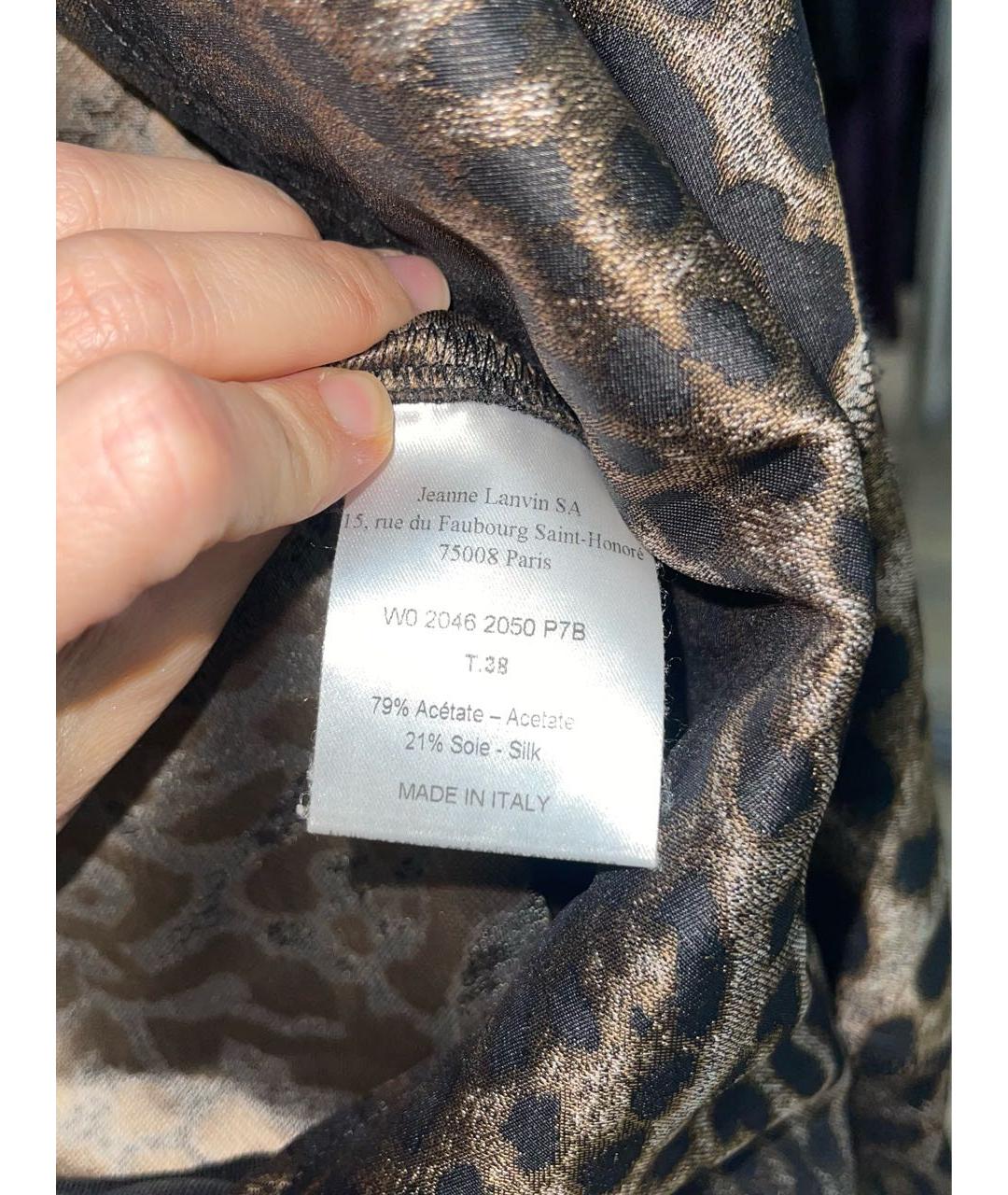 LANVIN Коричневое ацетатное коктейльное платье, фото 4