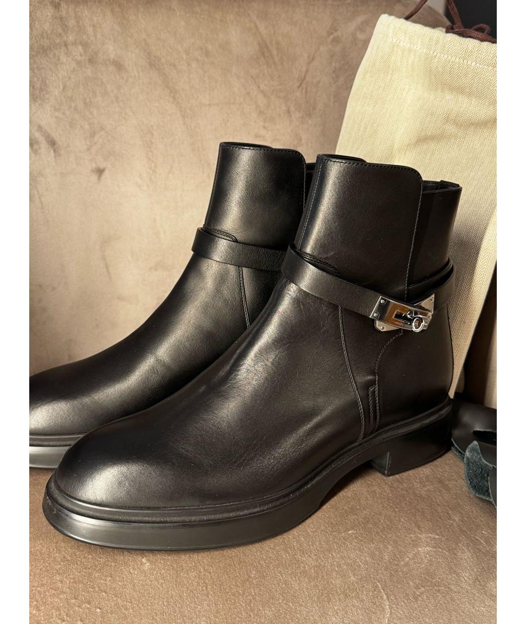 HERMES Черные кожаные низкие ботинки, фото 7
