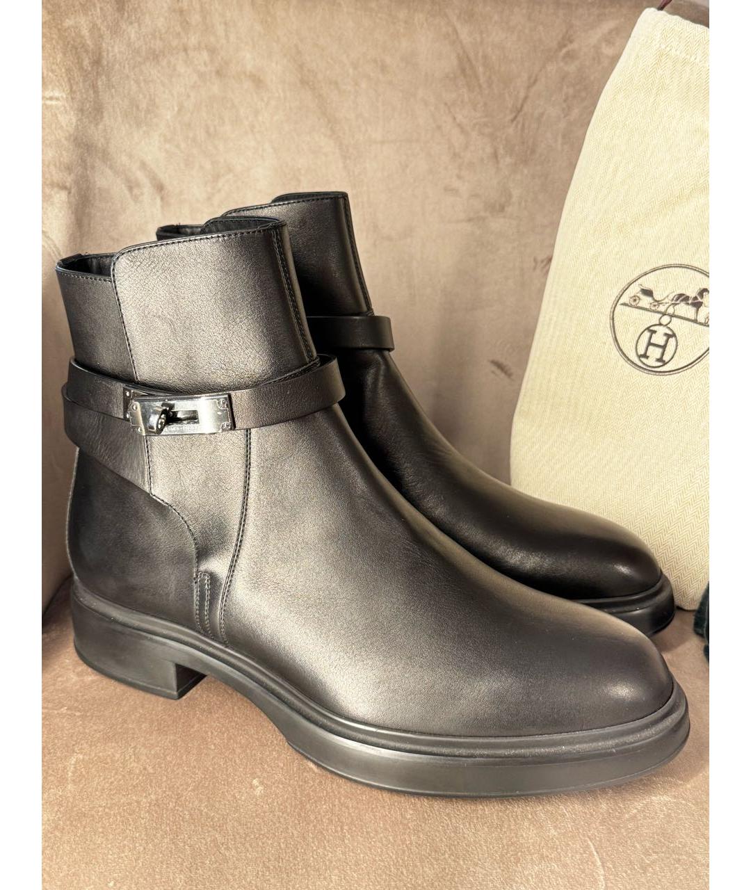 HERMES Черные кожаные низкие ботинки, фото 9