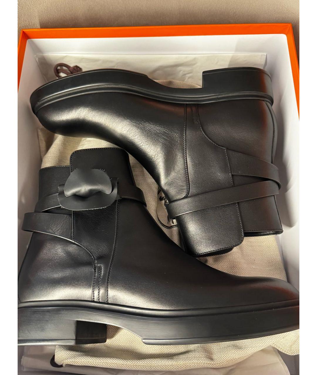 HERMES Черные кожаные низкие ботинки, фото 8