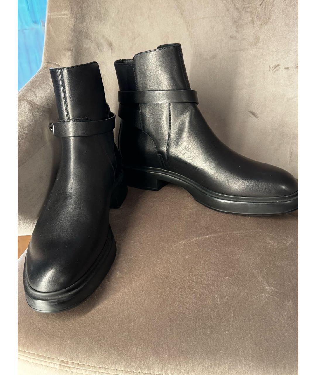 HERMES Черные кожаные низкие ботинки, фото 2