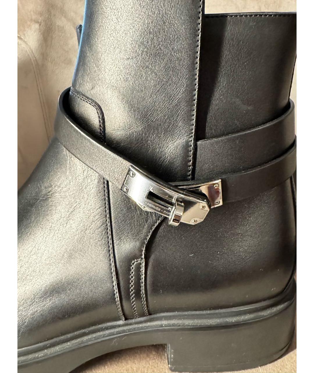 HERMES Черные кожаные низкие ботинки, фото 6