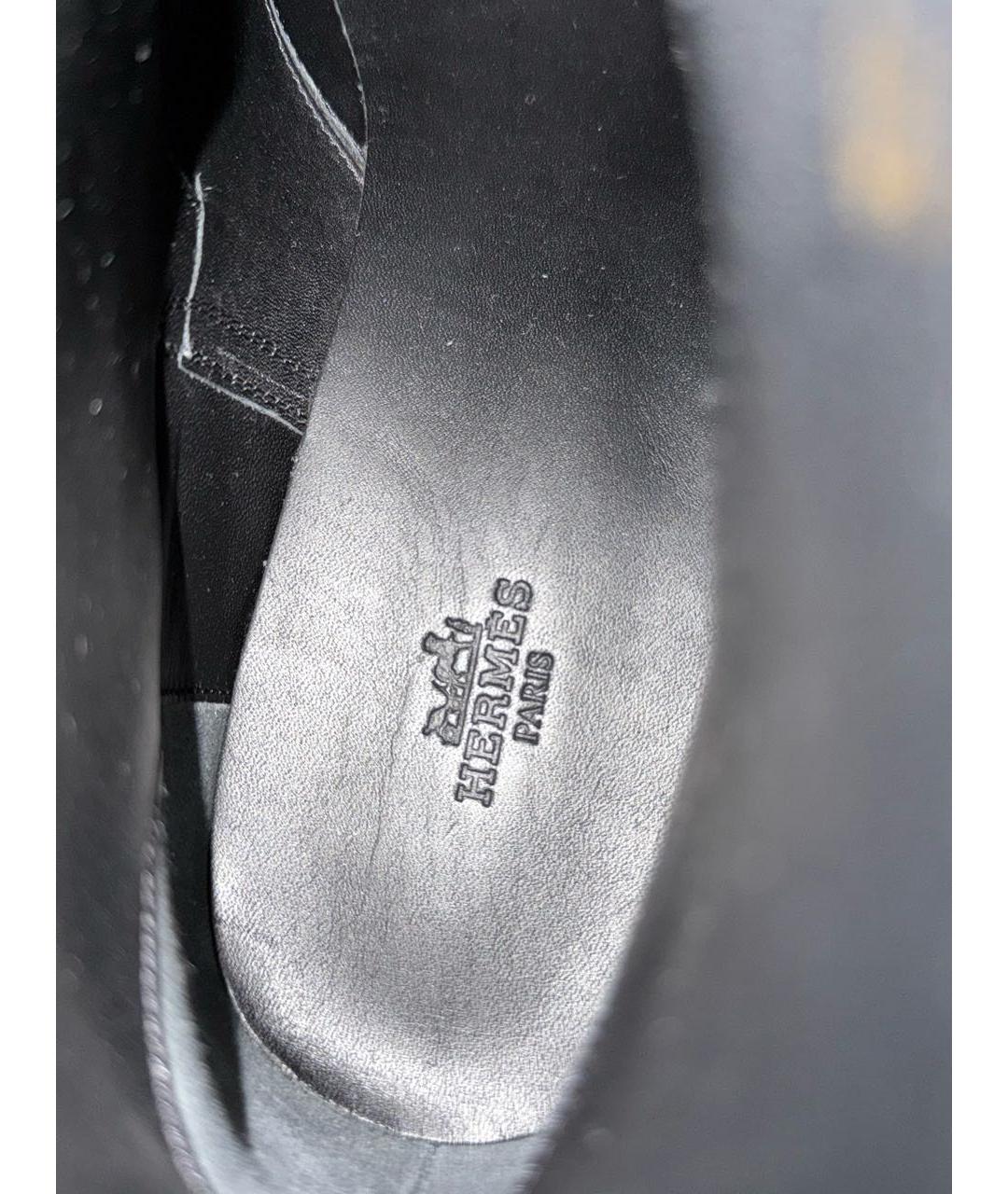 HERMES Черные кожаные низкие ботинки, фото 3