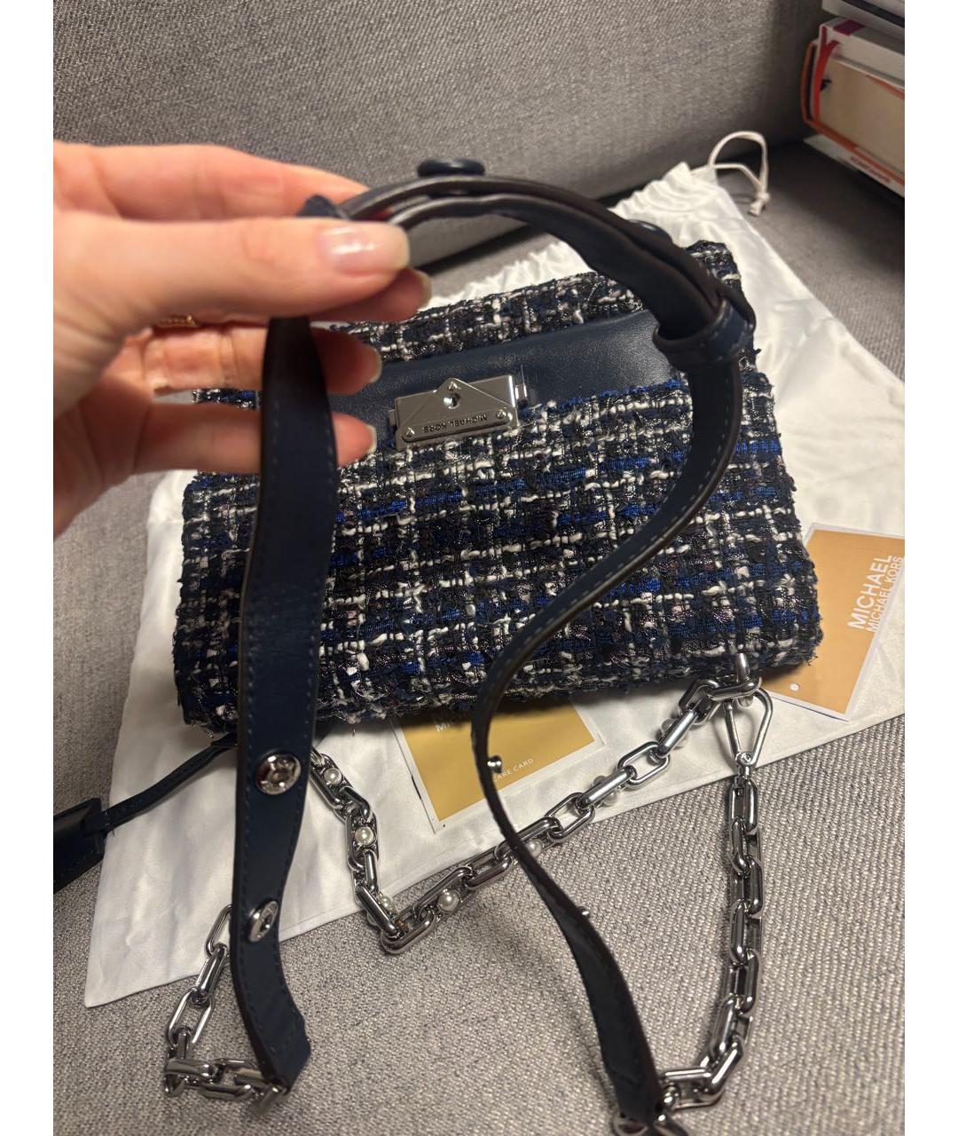 MICHAEL MICHAEL KORS Темно-синяя кожаная сумка через плечо, фото 7