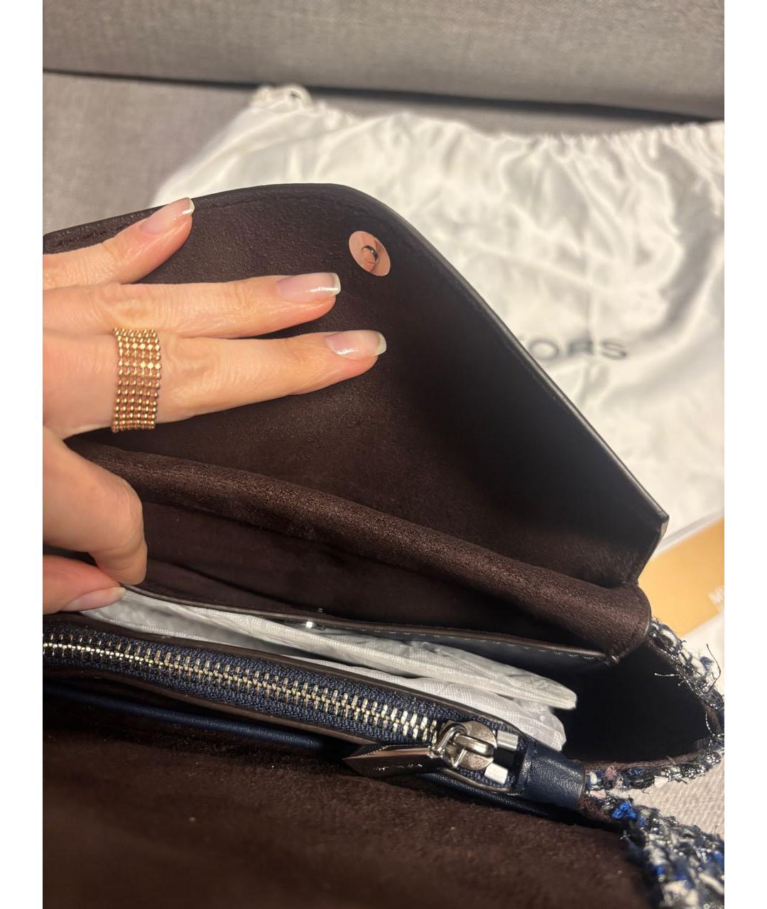 MICHAEL MICHAEL KORS Темно-синяя кожаная сумка через плечо, фото 4