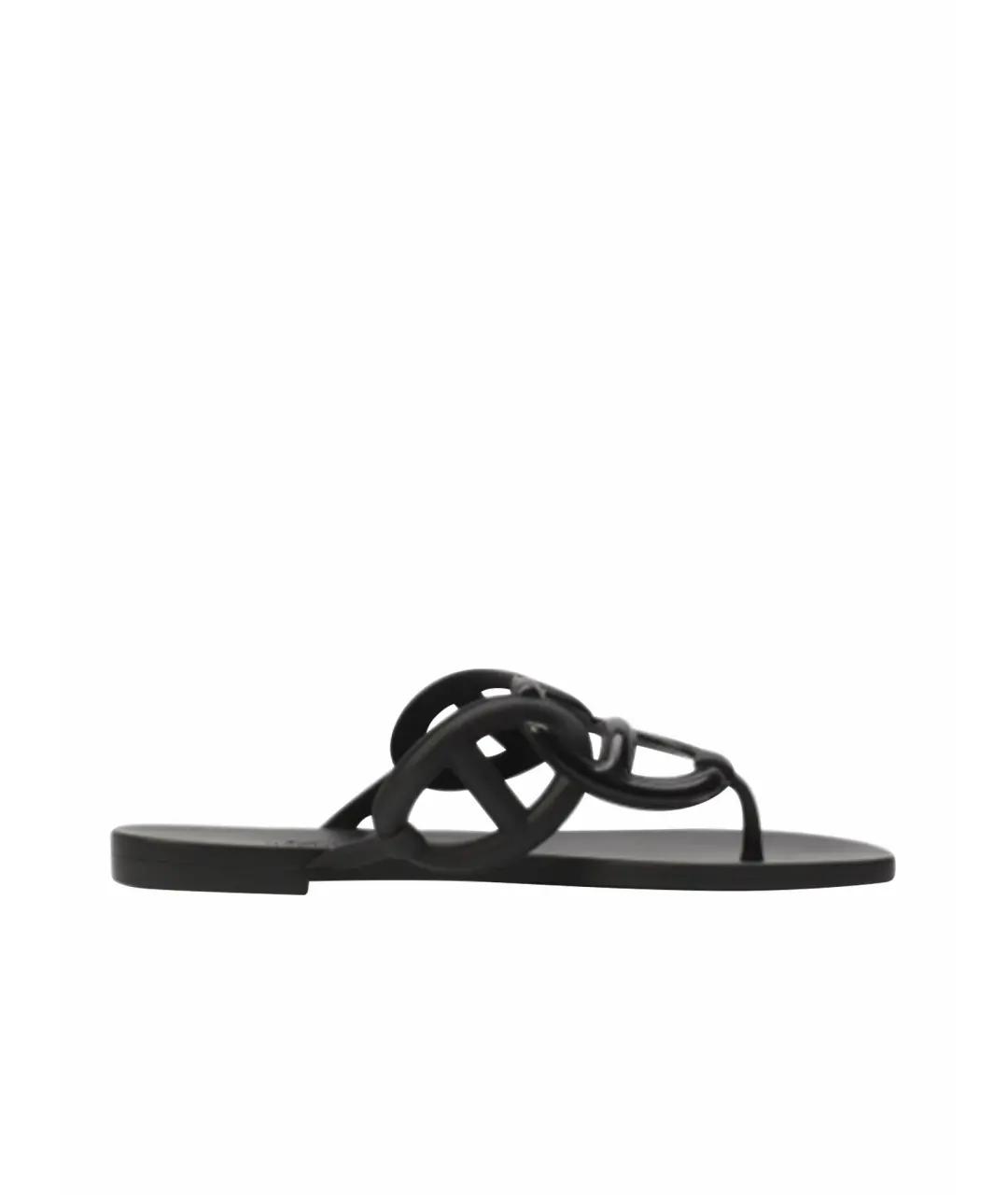 HERMES Черные шлепанцы, фото 1