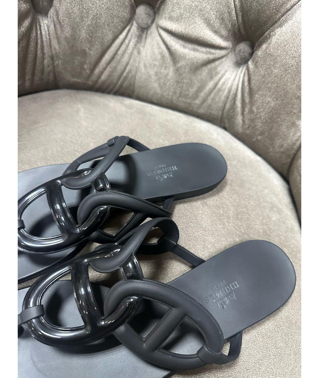 HERMES Черные шлепанцы, фото 3