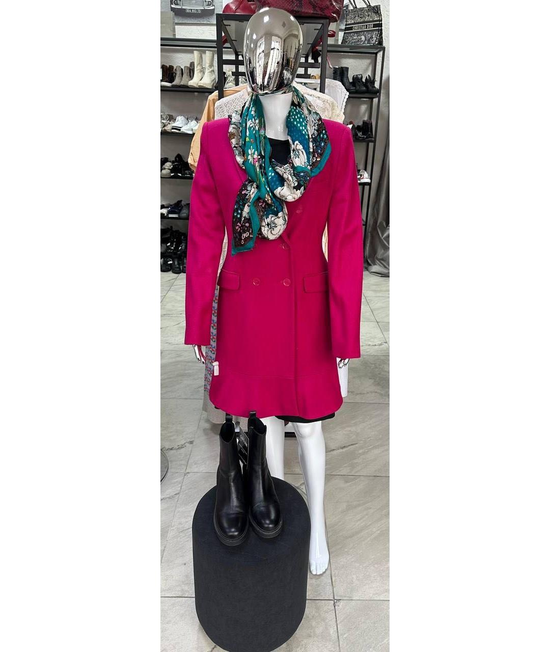 BCBG MAXAZRIA Фуксия шерстяное пальто, фото 5