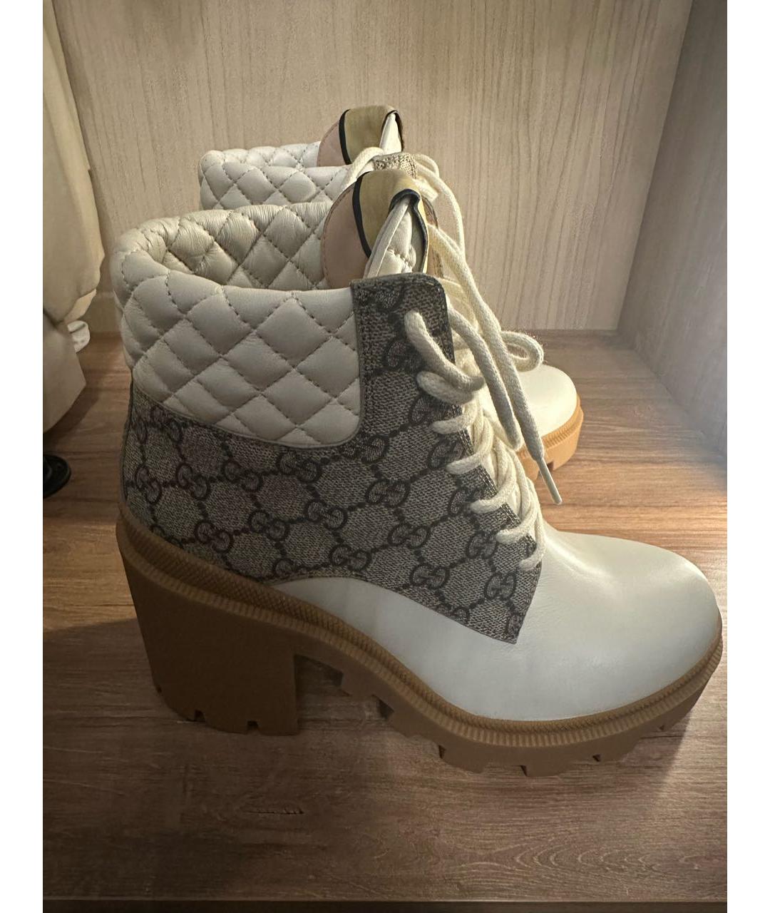 GUCCI Бежевые кожаные ботильоны, фото 9