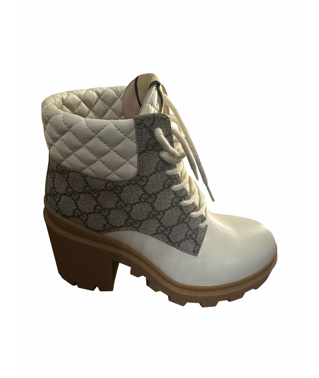 GUCCI Бежевые кожаные ботильоны, фото 1