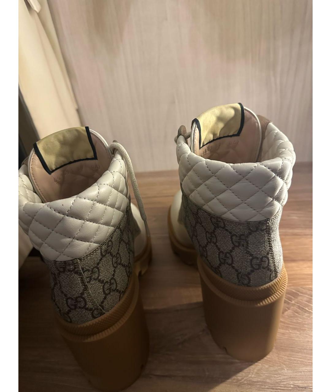 GUCCI Бежевые кожаные ботильоны, фото 4