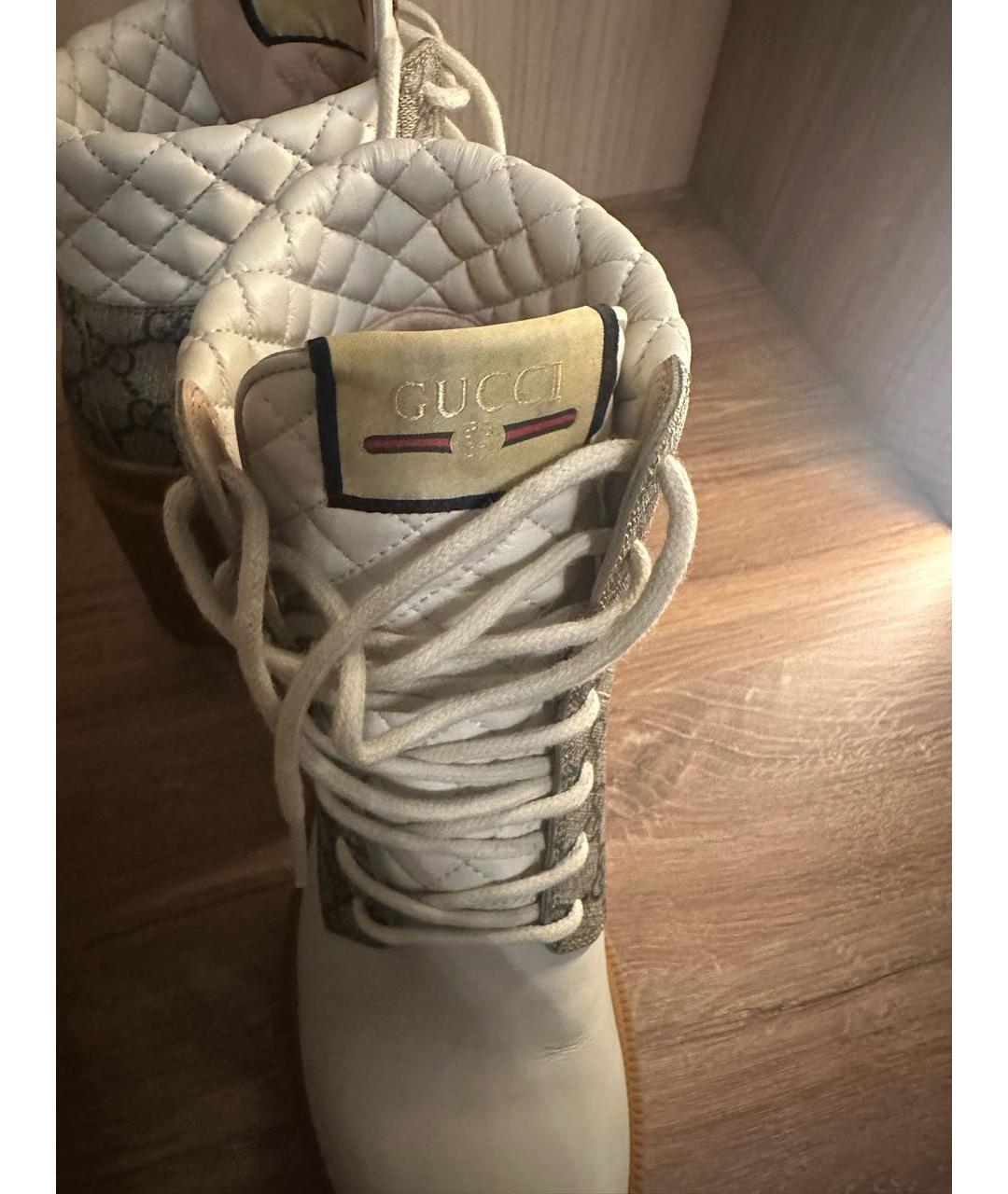 GUCCI Бежевые кожаные ботильоны, фото 8