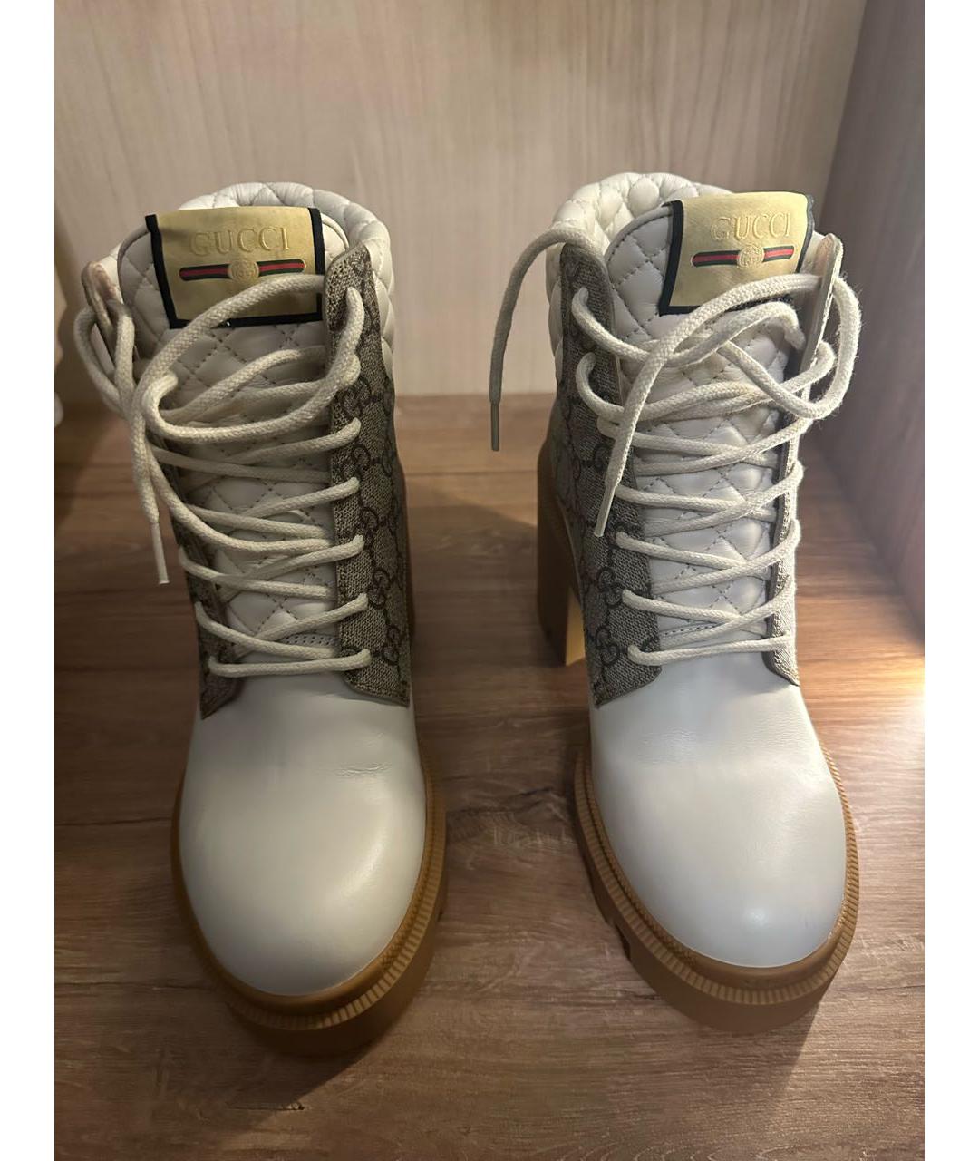 GUCCI Бежевые кожаные ботильоны, фото 2