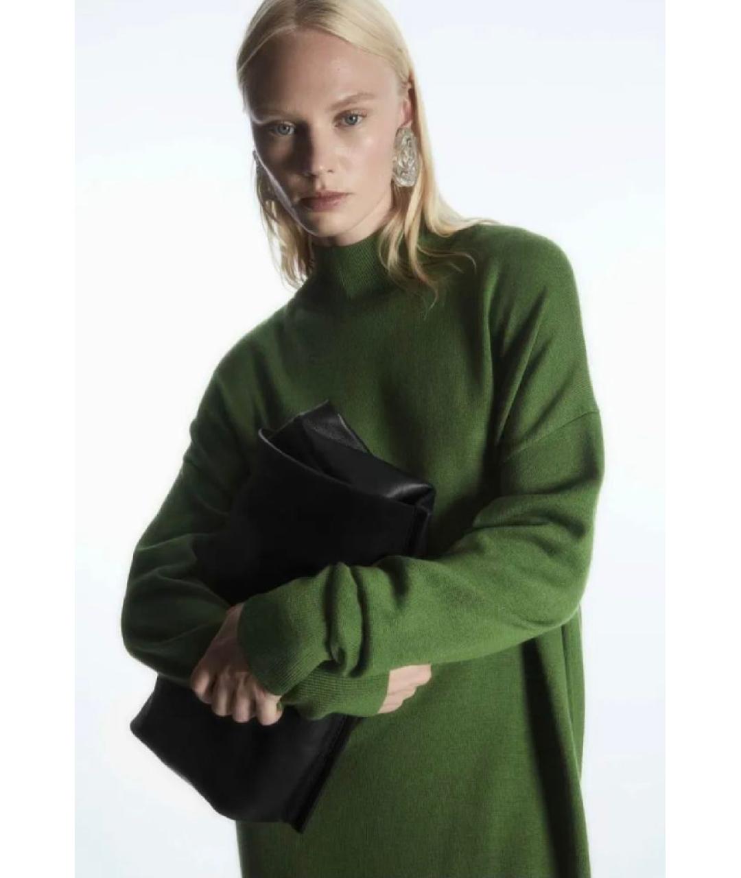 COS Зеленые шерстяное повседневное платье, фото 3