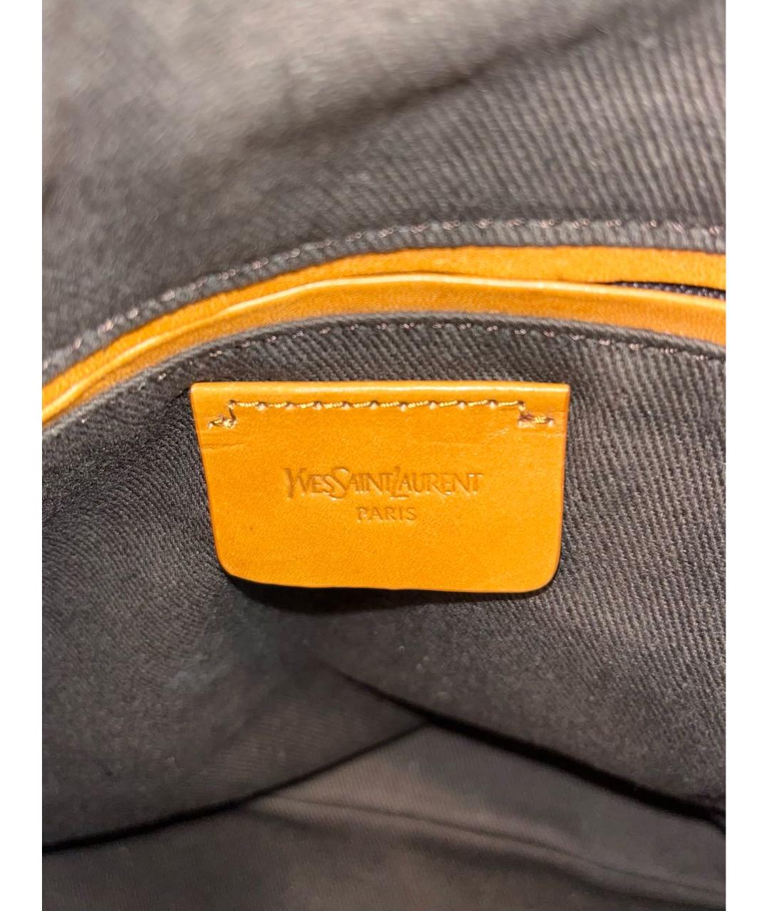 YVES SAINT LAURENT VINTAGE Оранжевая кожаная сумка с короткими ручками, фото 4