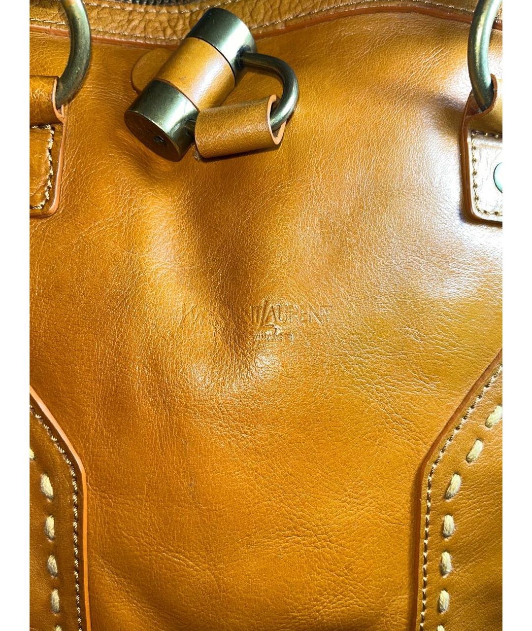 YVES SAINT LAURENT VINTAGE Оранжевая кожаная сумка с короткими ручками, фото 5