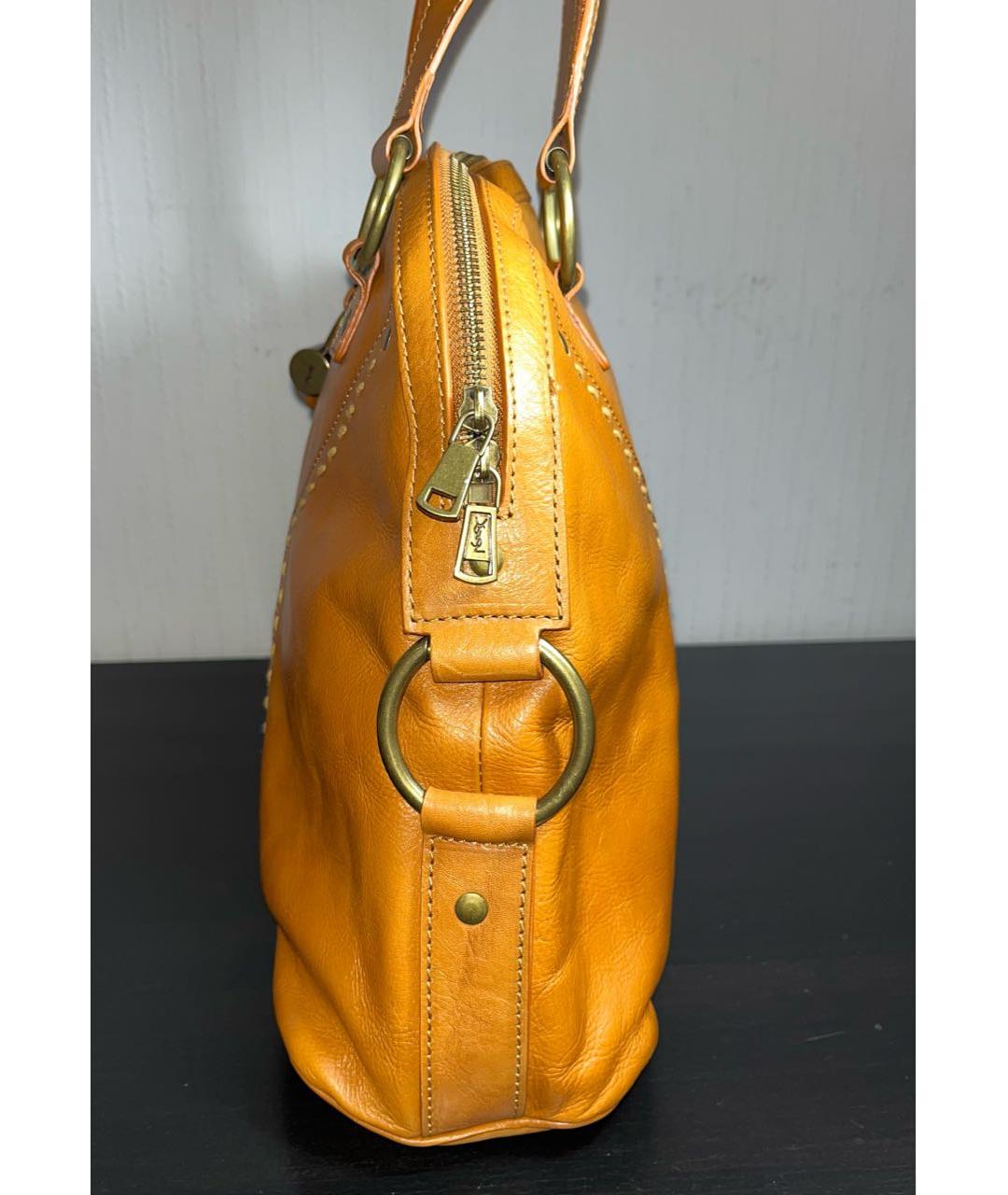 YVES SAINT LAURENT VINTAGE Оранжевая кожаная сумка с короткими ручками, фото 2