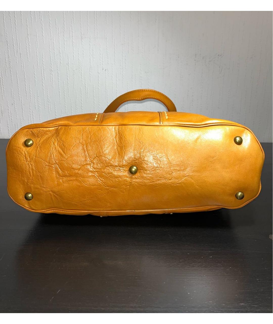 YVES SAINT LAURENT VINTAGE Оранжевая кожаная сумка с короткими ручками, фото 8