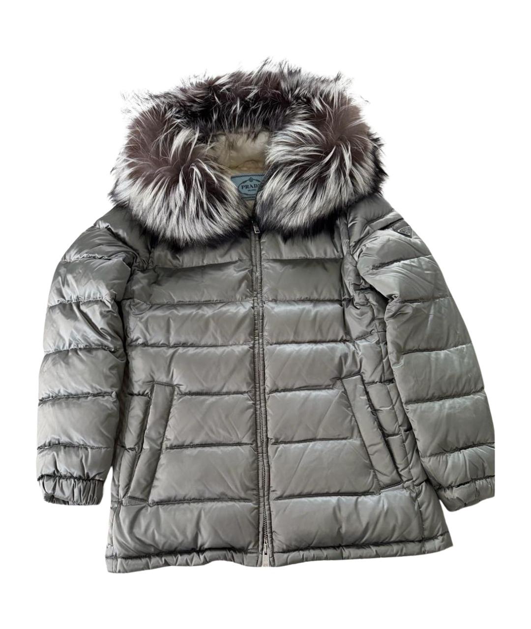PRADA Серый полиэстеровый пуховик, фото 1