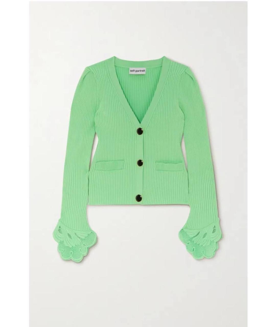 SELF-PORTRAIT Салатовый вискозный кардиган, фото 9