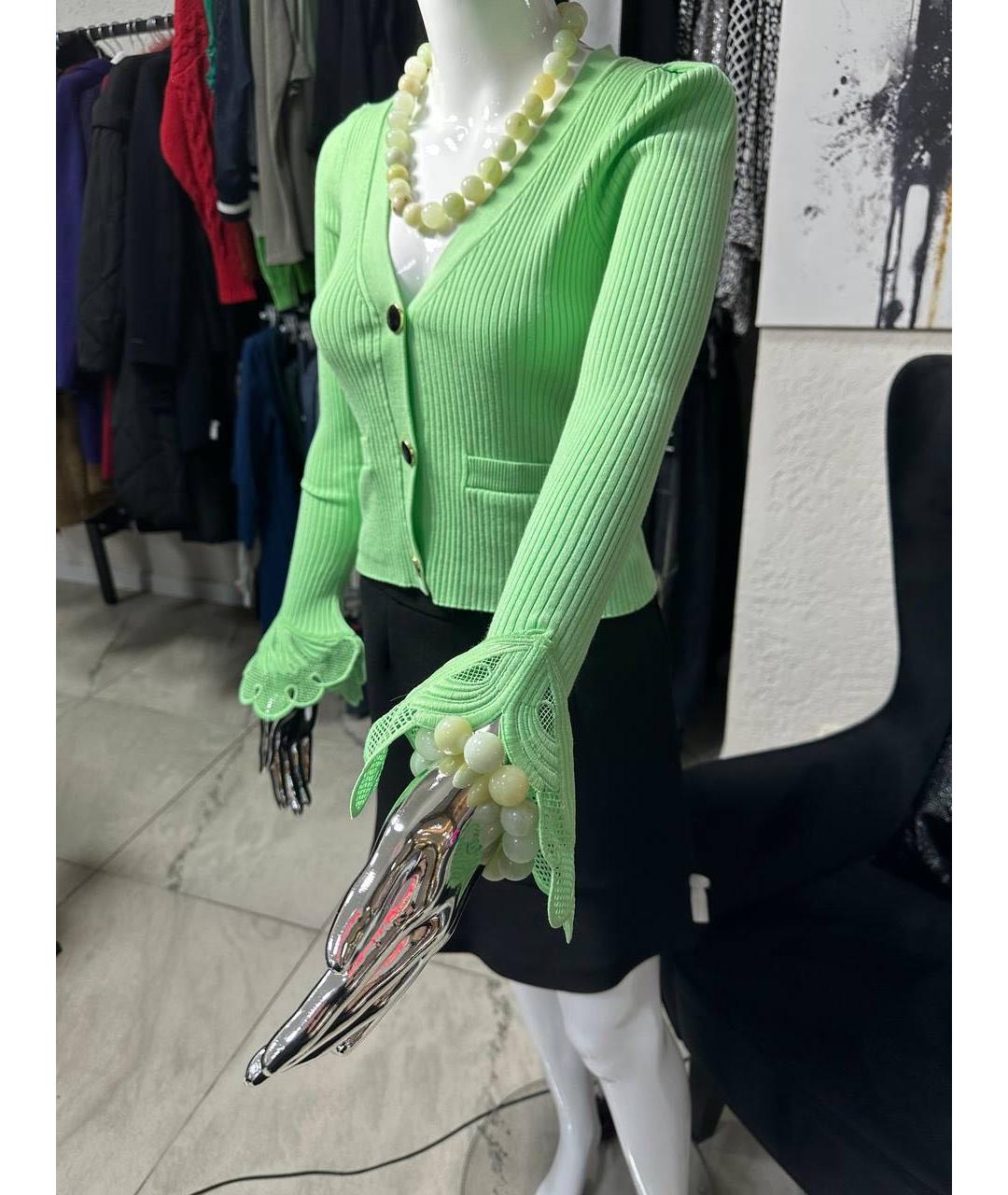 SELF-PORTRAIT Салатовый вискозный кардиган, фото 8