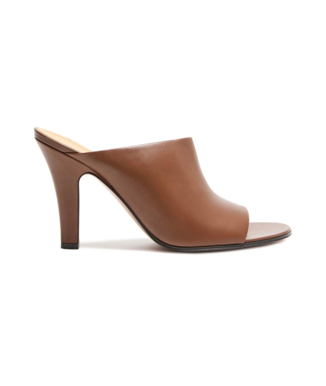 THE ROW Коричневые кожаные мюли, фото 1