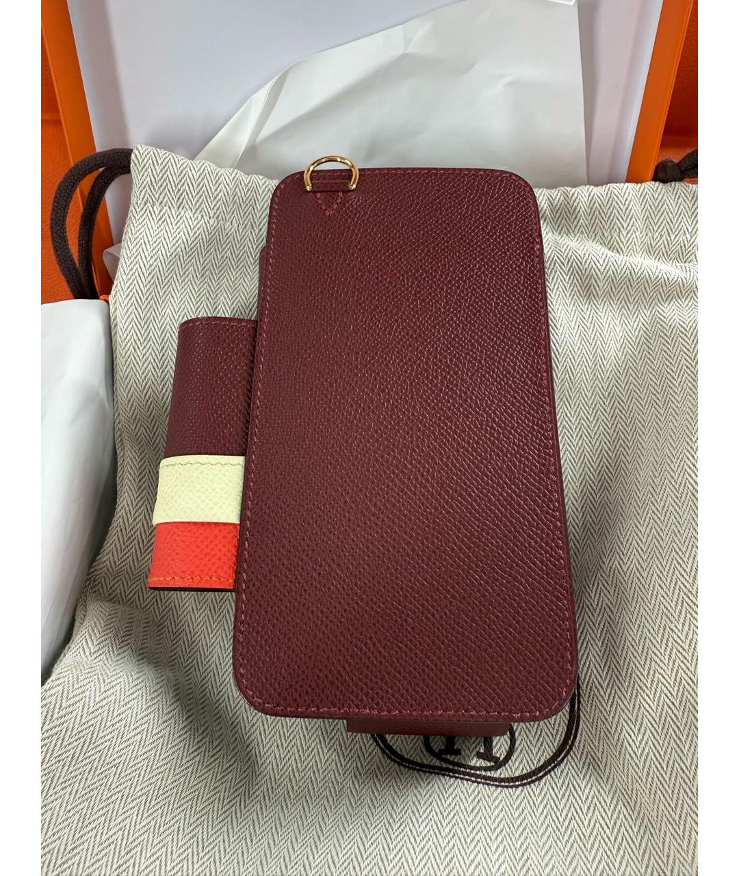 HERMES Бордовая кожаная сумка через плечо, фото 2