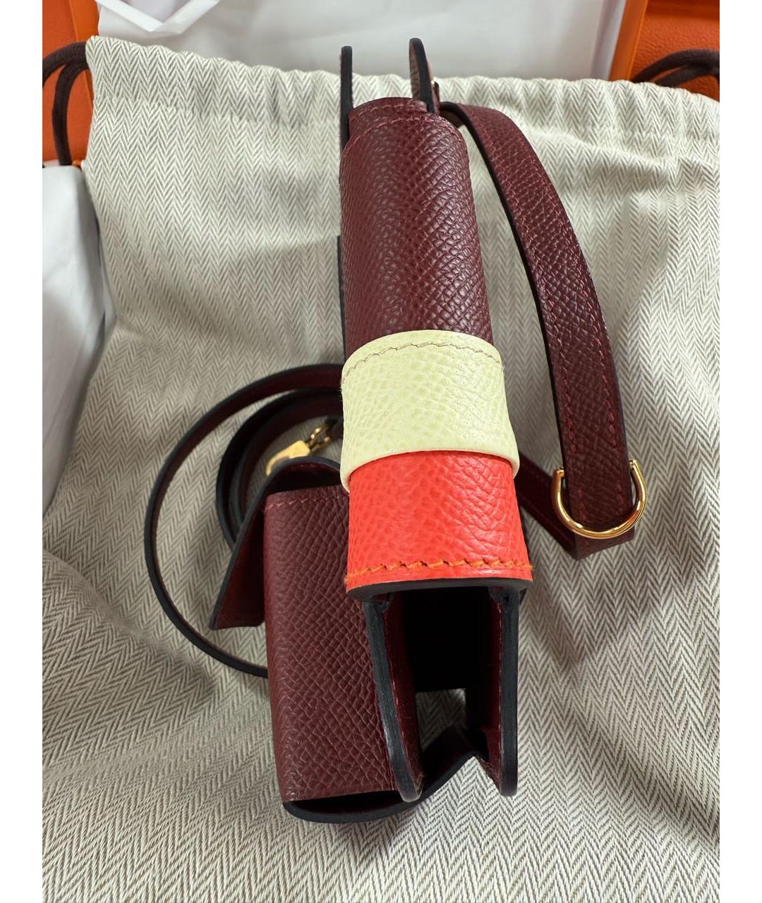 HERMES Бордовая кожаная сумка через плечо, фото 3