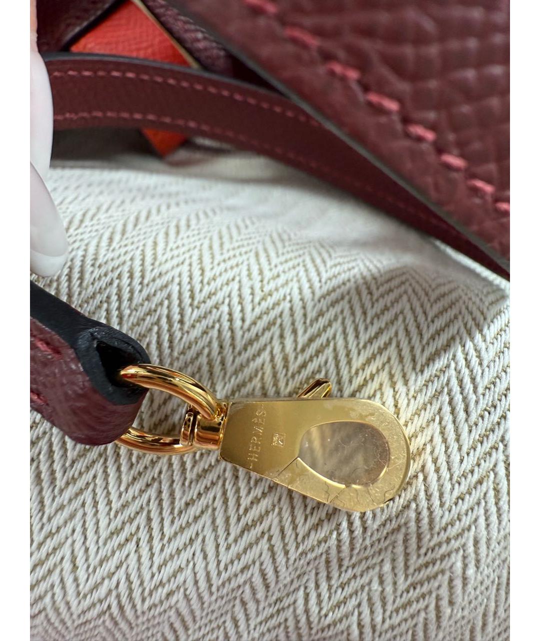 HERMES Бордовая кожаная сумка через плечо, фото 6