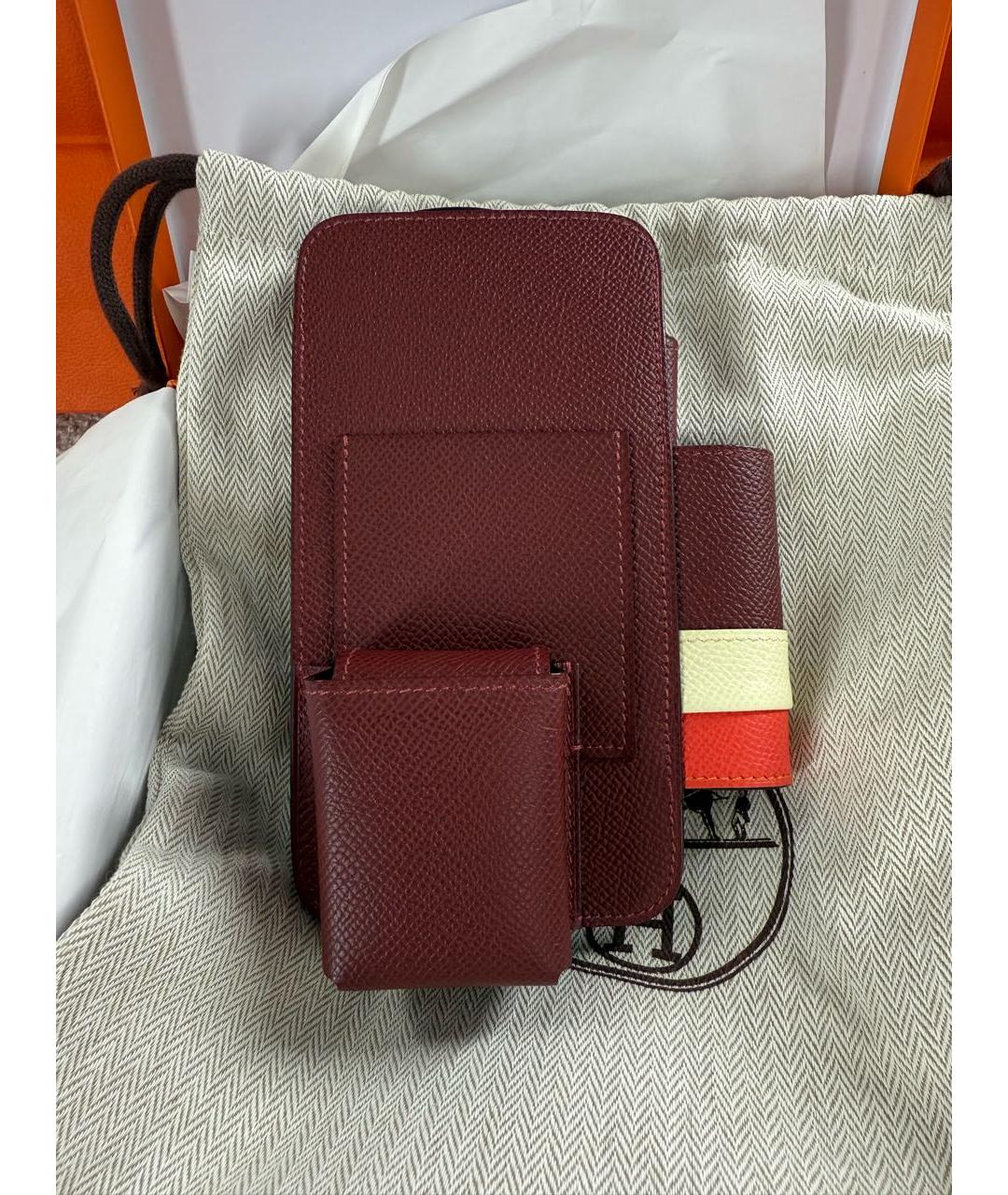 HERMES Бордовая кожаная сумка через плечо, фото 9