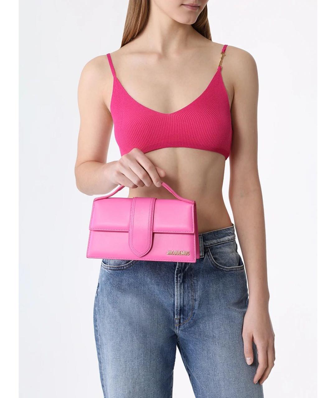 JACQUEMUS Розовая кожаная сумка через плечо, фото 7