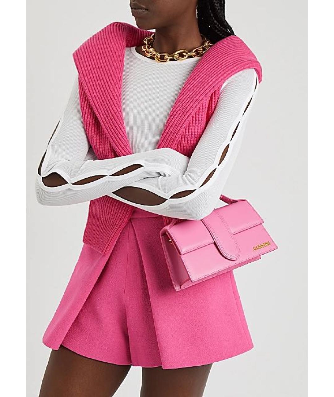 JACQUEMUS Розовая кожаная сумка через плечо, фото 4