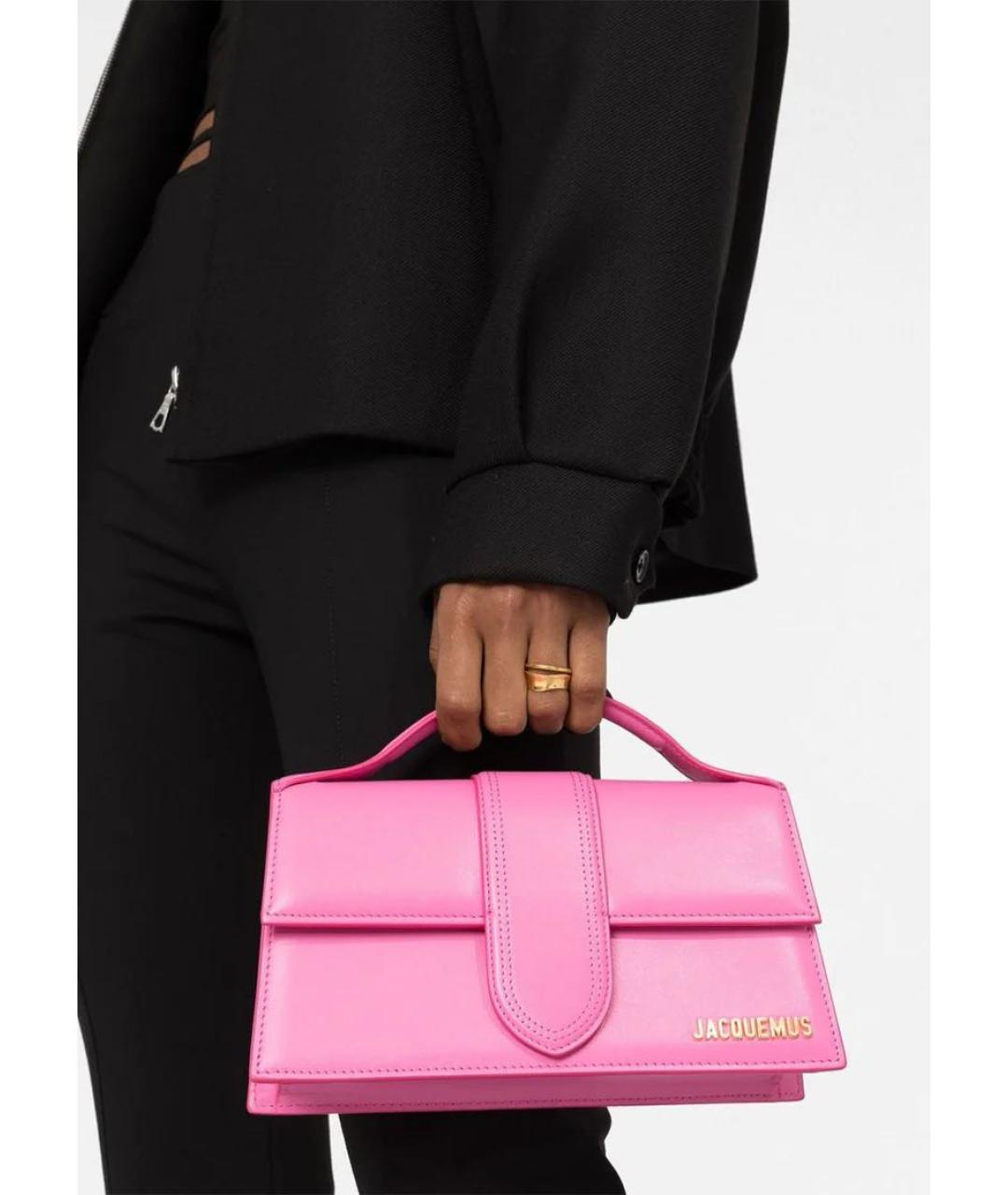 JACQUEMUS Розовая кожаная сумка через плечо, фото 5