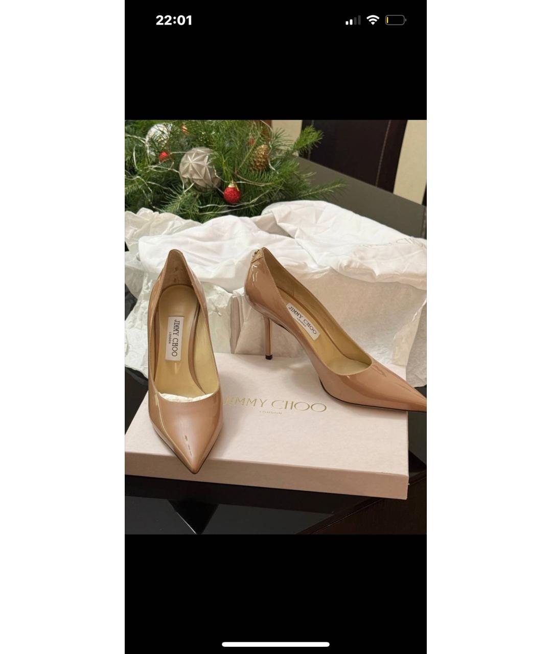 JIMMY CHOO Бежевые туфли из лакированной кожи, фото 2