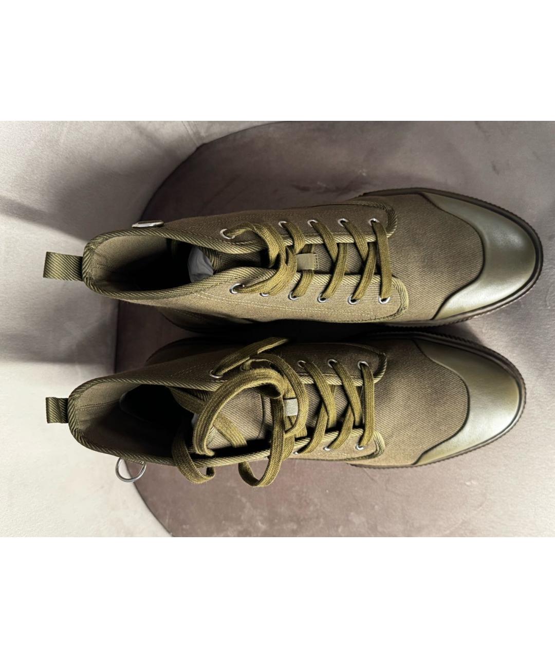 HERMES Хаки текстильные низкие ботинки, фото 3