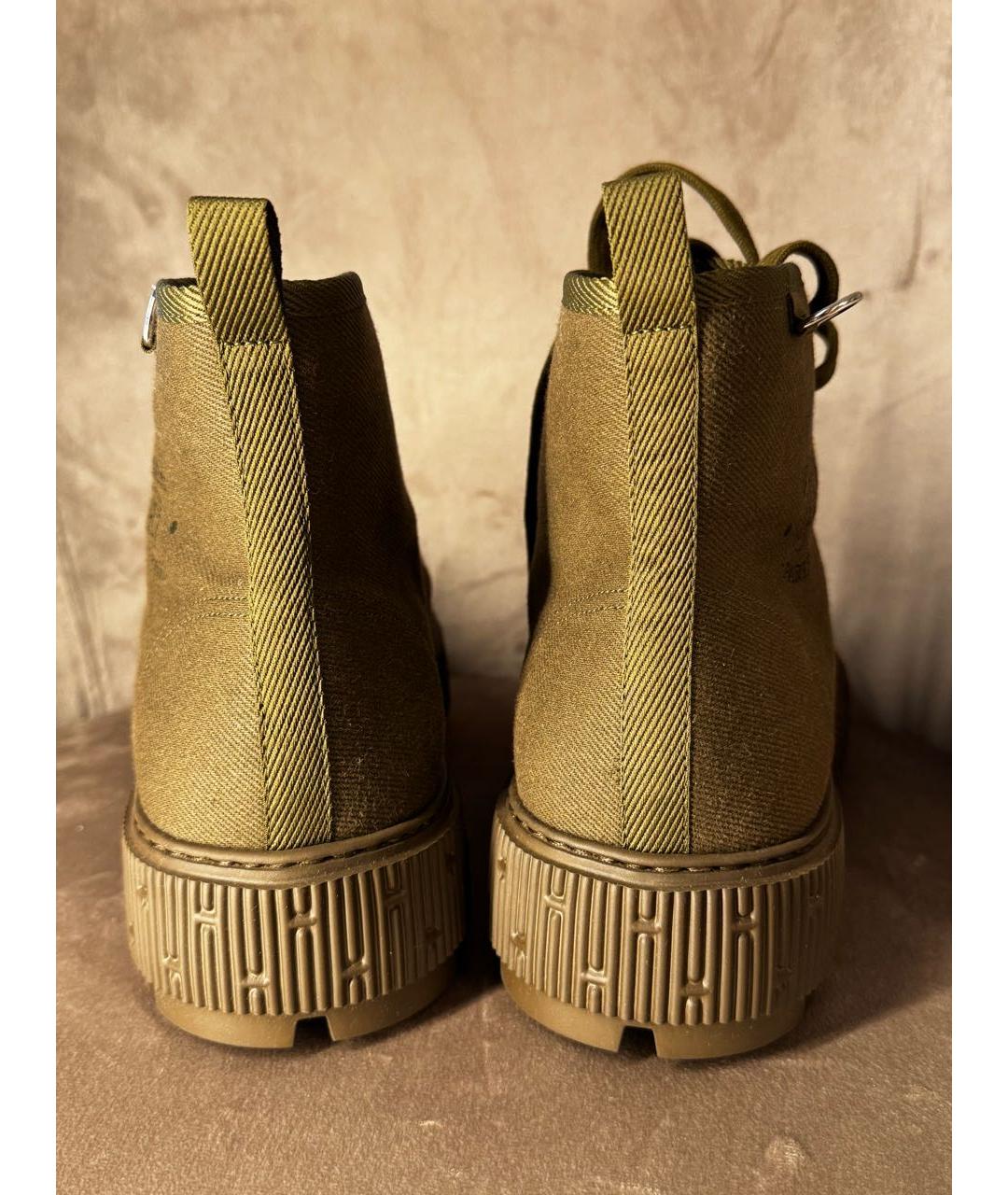 HERMES Хаки текстильные низкие ботинки, фото 4
