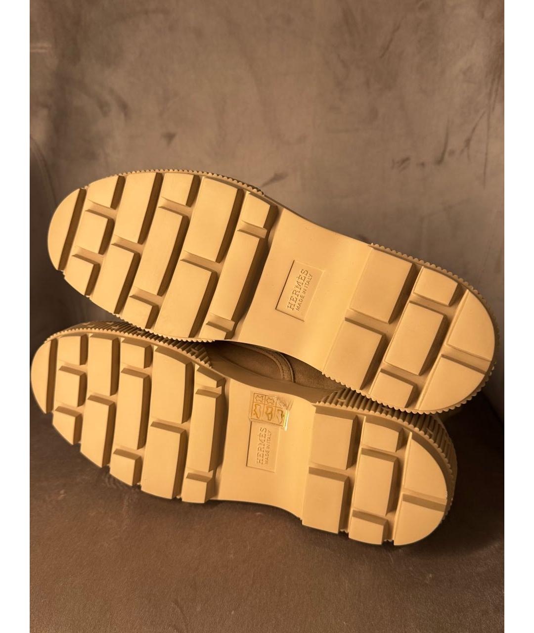 HERMES Бежевые текстильные ботинки, фото 6