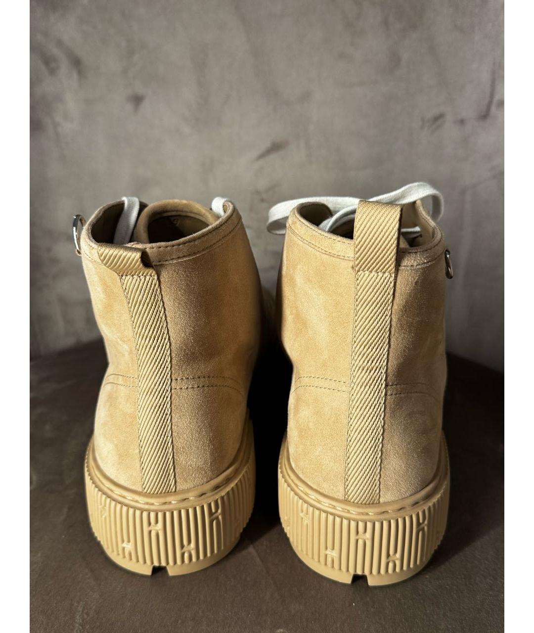HERMES Бежевые текстильные ботинки, фото 4