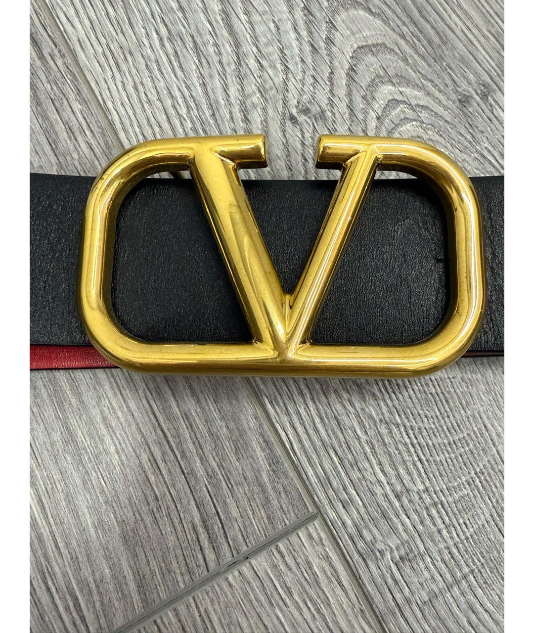 VALENTINO Черный кожаный ремень, фото 3