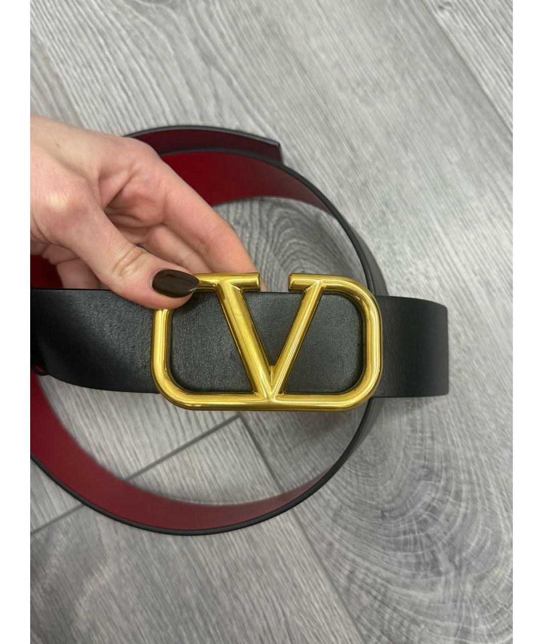 VALENTINO Черный кожаный ремень, фото 4