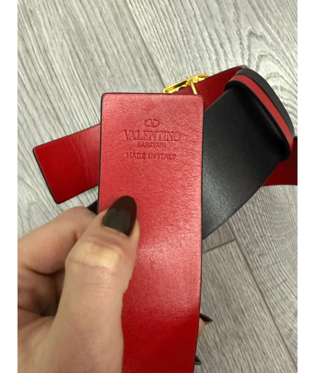 VALENTINO Черный кожаный ремень, фото 6